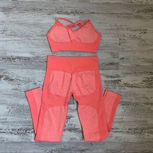 Peach Workout Set - Sports Bra and Leggings - NEW